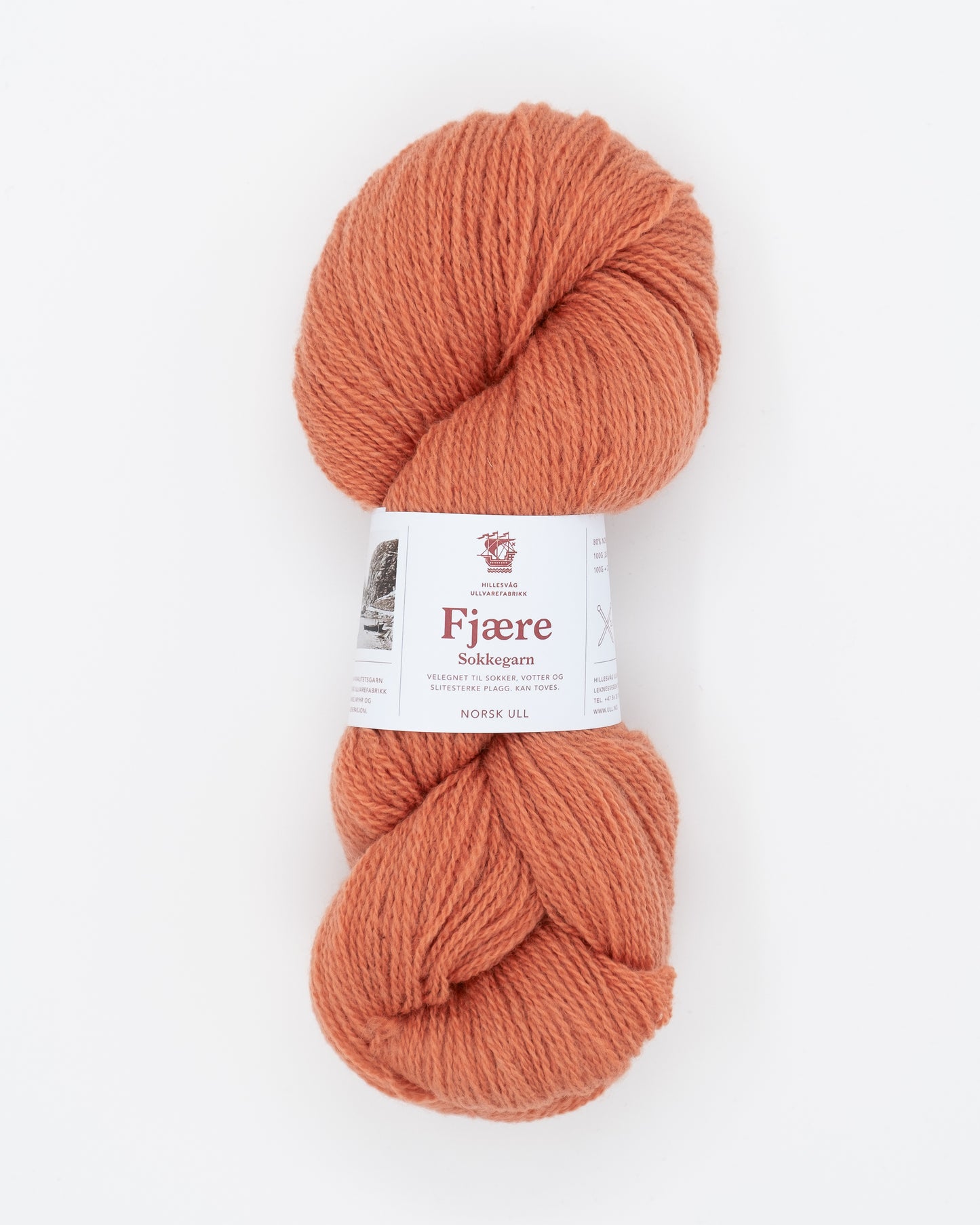 Fjære sokkegarn ,rødlig orange