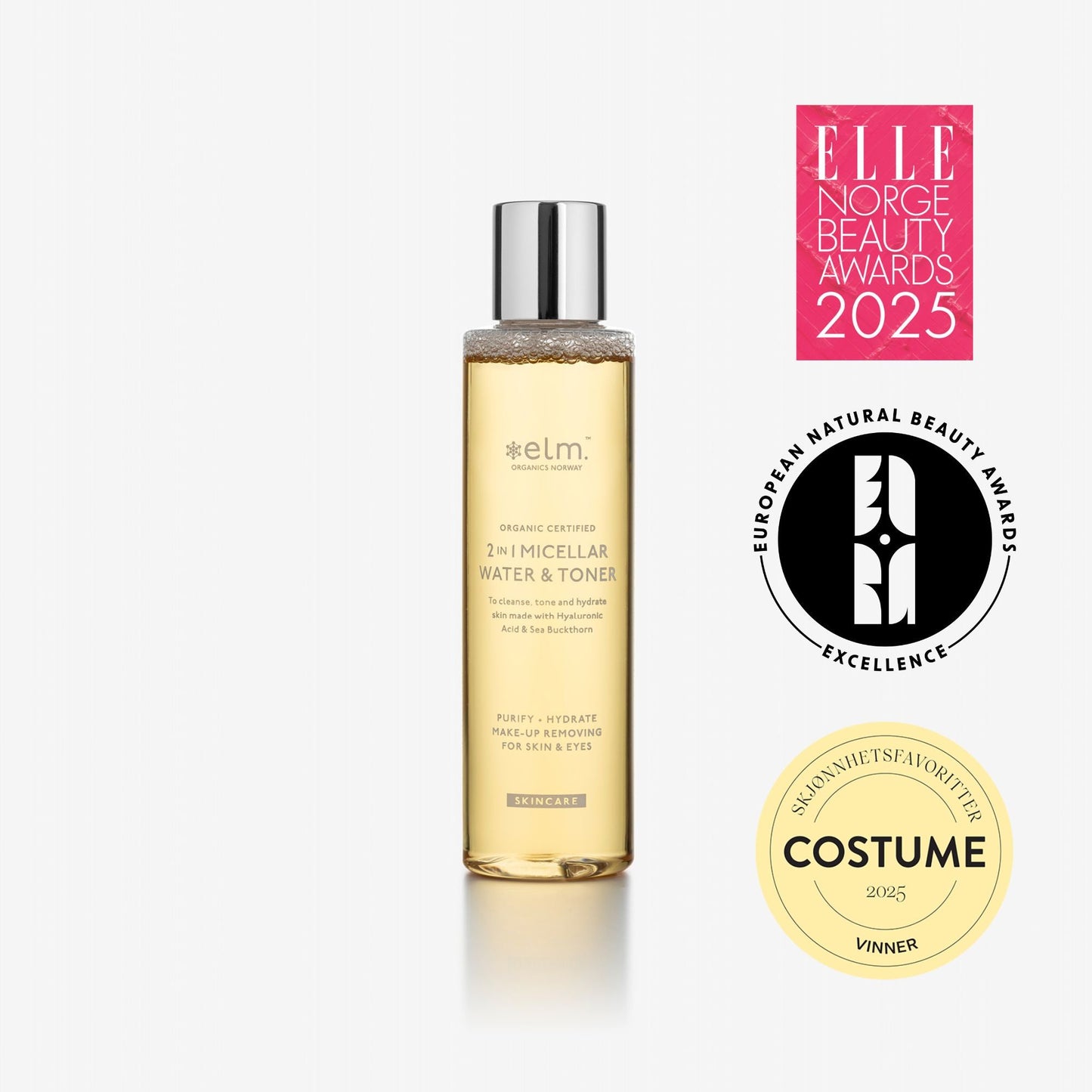 2-in-1 Micellar Water & Toner Fjerner makeup og øyesminke. Toner og renser. Ett steg. Travel size  50 ml