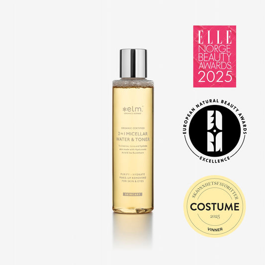 2-in-1 Micellar Water & Toner Fjerner makeup og øyesminke. Toner og renser. Ett steg. Travel size  50 ml