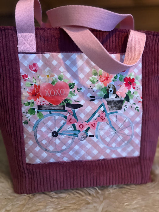 👜 Håndsydd veske i burgunder kordfløyel