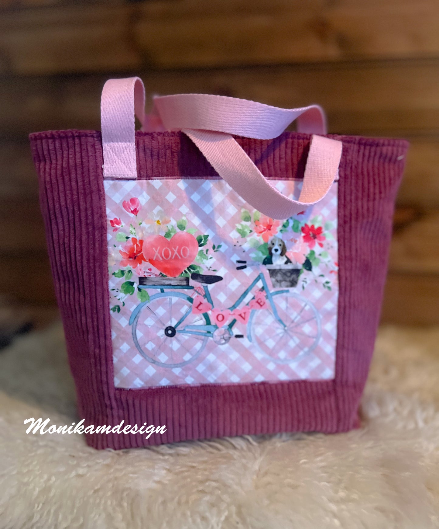 👜 Håndsydd veske i burgunder kordfløyel