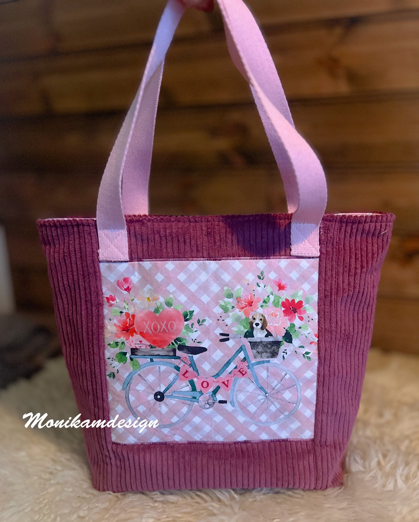 👜 Håndsydd veske i burgunder kordfløyel