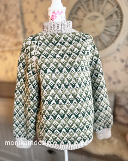 Diamond Drop Sweater sizes: XS (S) M (L) XL (XXL)
