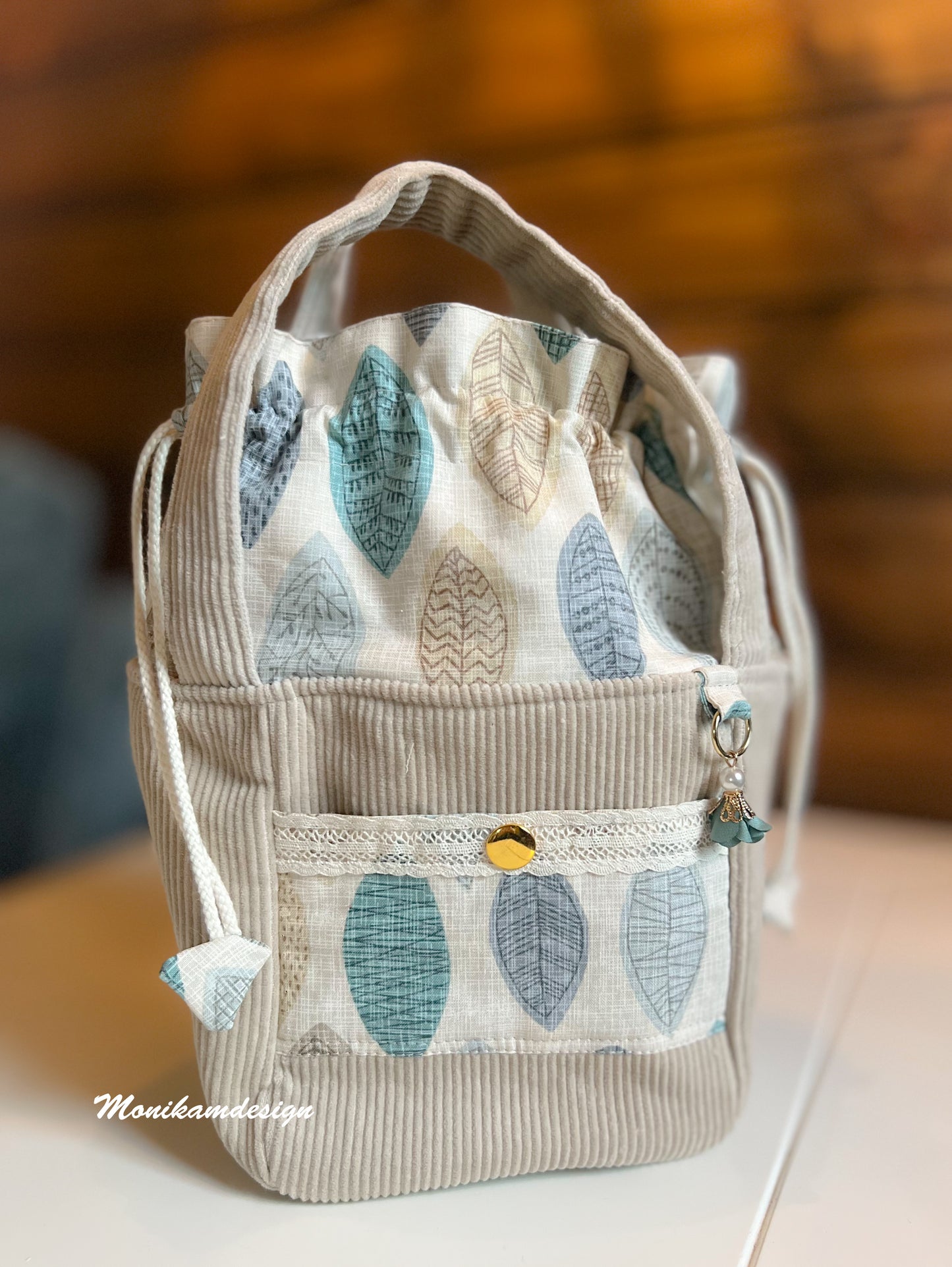 🧵 Small project bag in beige corduroy
