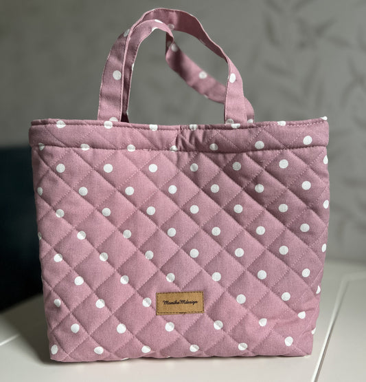 Rosa veske med prikker